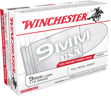 Winchester 9mm FMJ 200 Round 115 Grain