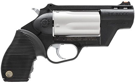 Taurus  Judge Public Defender Small Frame 45 Colt (Long Colt)/410 Bore 5rd 2.50" Black Stainless Steel Barrel, Matte Stainless Cylinder, Black Polymer Frame, Black Ribber Grip, Transfer Bar Safety, Ex