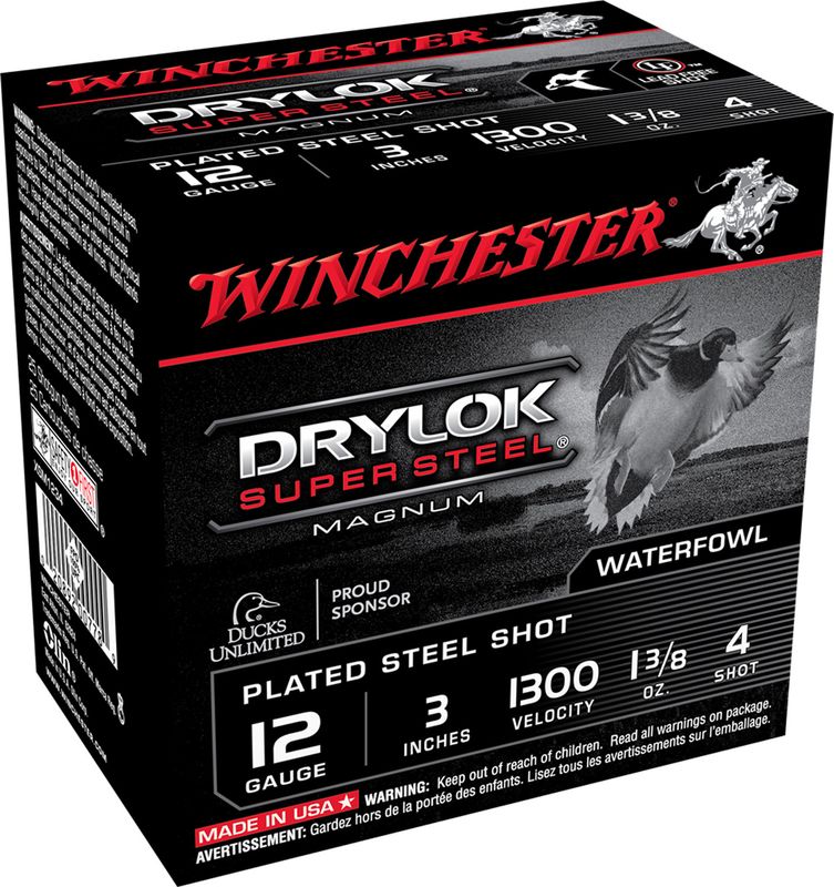 Winchester DryLok Steel Shot 12Ga. 3" #4 1 3/8 Oz