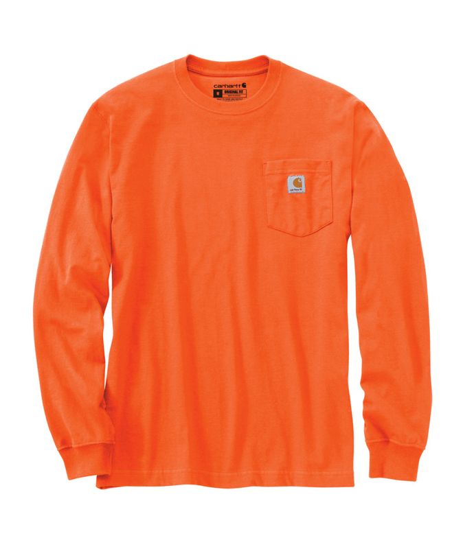 WorkWear Pocket LS TShirt Bright Orang XL Reg
