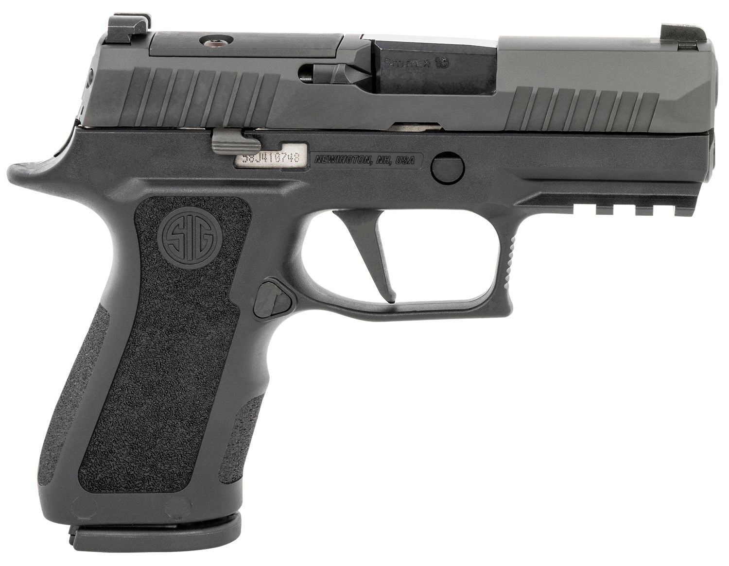 Sig Sauer P320 XCompact 9mm Luger 15+1 3.60" Black Carbon Steel Barrel, Black Nitron Optic Ready/Serrated Slide, Black Stainless Steel Frame w/Beavertail &amp; Picatinny Rail, Black XCompact Polymer Grips