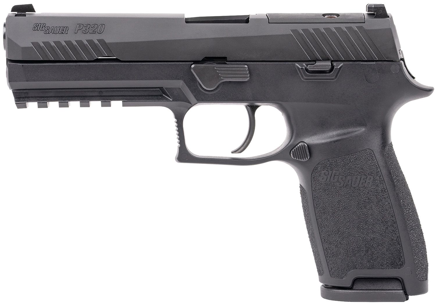 Sig Sauer P320 Full Size Frame 9mm Luger 17+1 4.70" Black DLC Carbon Steel Barrel, Black Nitron Optic Ready/Serrated Stainless Steel Slide, Black Stainless Steel Frame w/Picatinny Rail, Black Polymer 