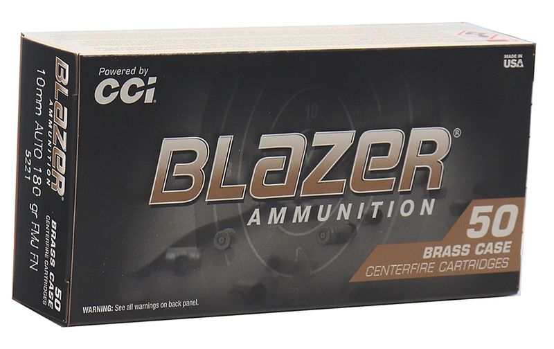 CCI 5221 Blazer Brass Handgun 10mmAuto 180gr Full Metal Jacket