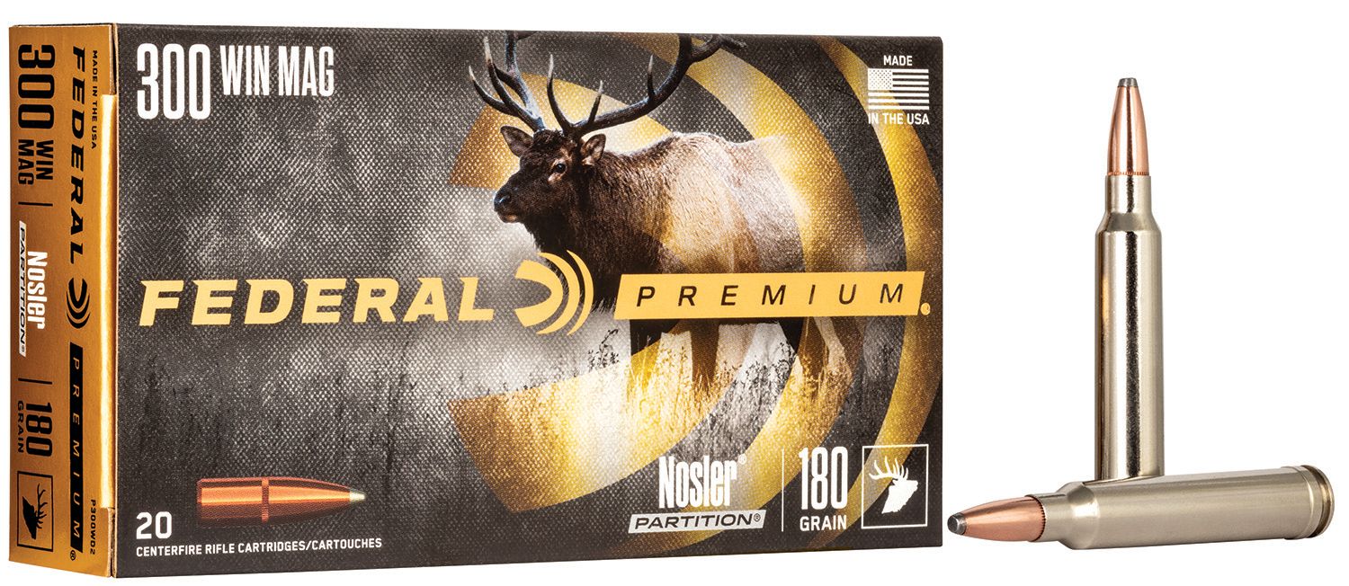 Federal P300WD2 Premium 300WinMag 180gr Nosler Partition 20 Per Box