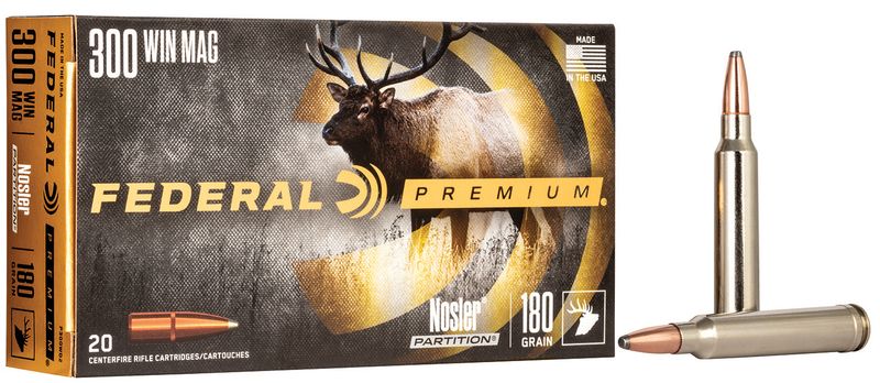Federal P300WD2 Premium 300WinMag 180gr Nosler Partition 20 Per Box
