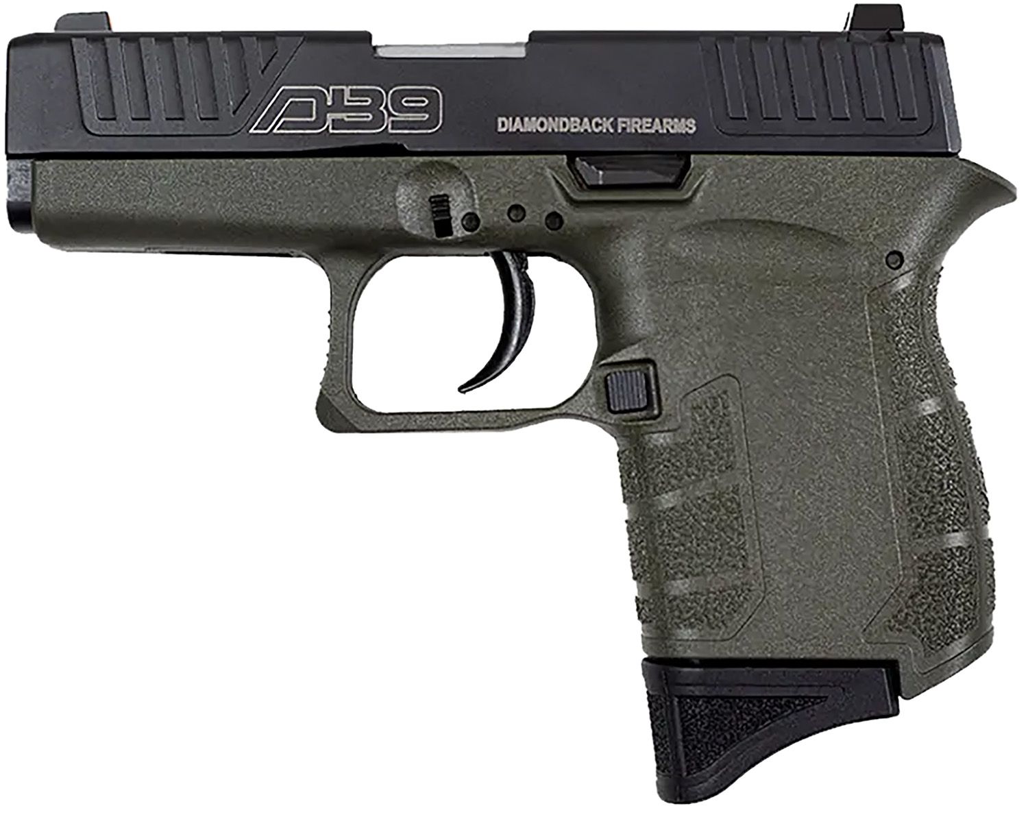 Diamondback DB9 Gen4 Micro-Compact Frame 9mm Luger 6+1, 3.10" Stainless Steel Barrel, Black Nitride Serrated Stainless Steel Slide, OD Green Polymer Frame &amp; Grip
