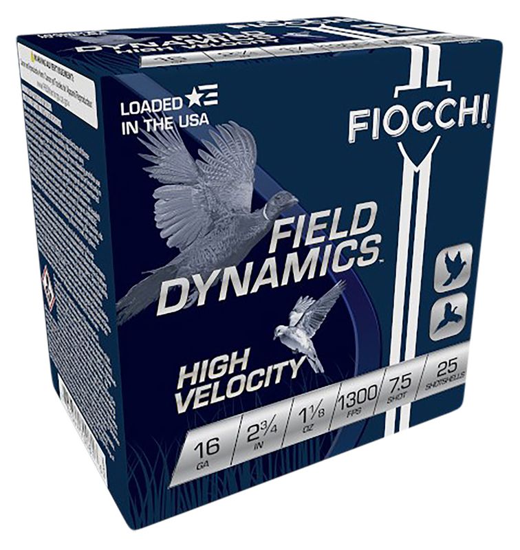 Fiocchi 16HV75 Field Dynamics High Velocity 16Gauge 2.75" 1 1/8oz 7.5Shot