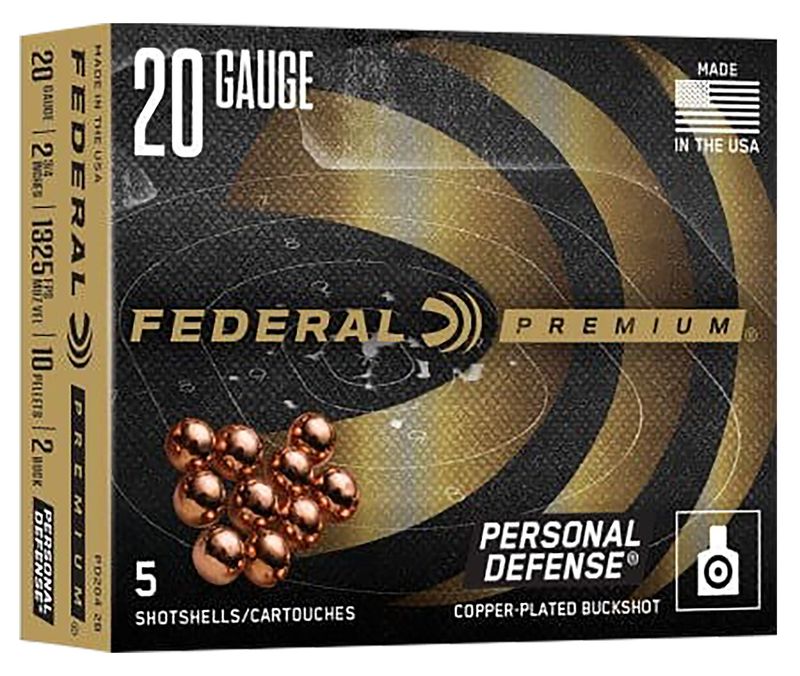Federal PD2042B Premium 20Gauge 2.75" 2BuckShot 5 Per Box