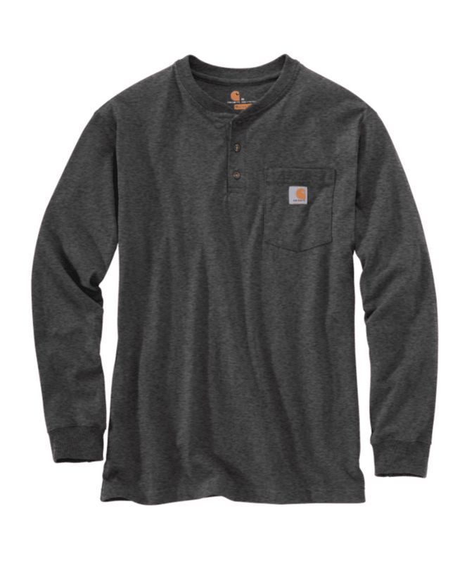 WorkWear Pocket LS Henley Crbn Hthr XXL Reg