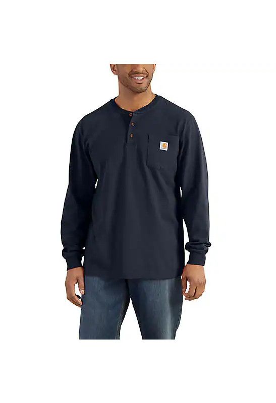 Carhartt WorkWear Pocket LS Henley Navy, Size: Medium