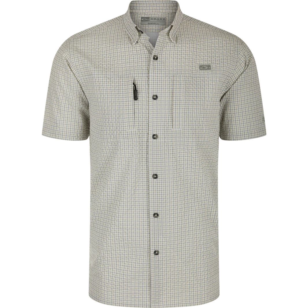 Drake Seersucker Grid Checker Grey, Size: M