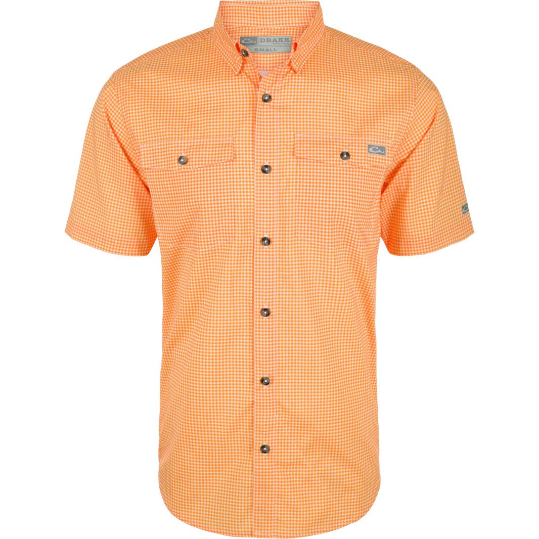 Drake Frat Gingham Checker S/S Orange, Size: M
