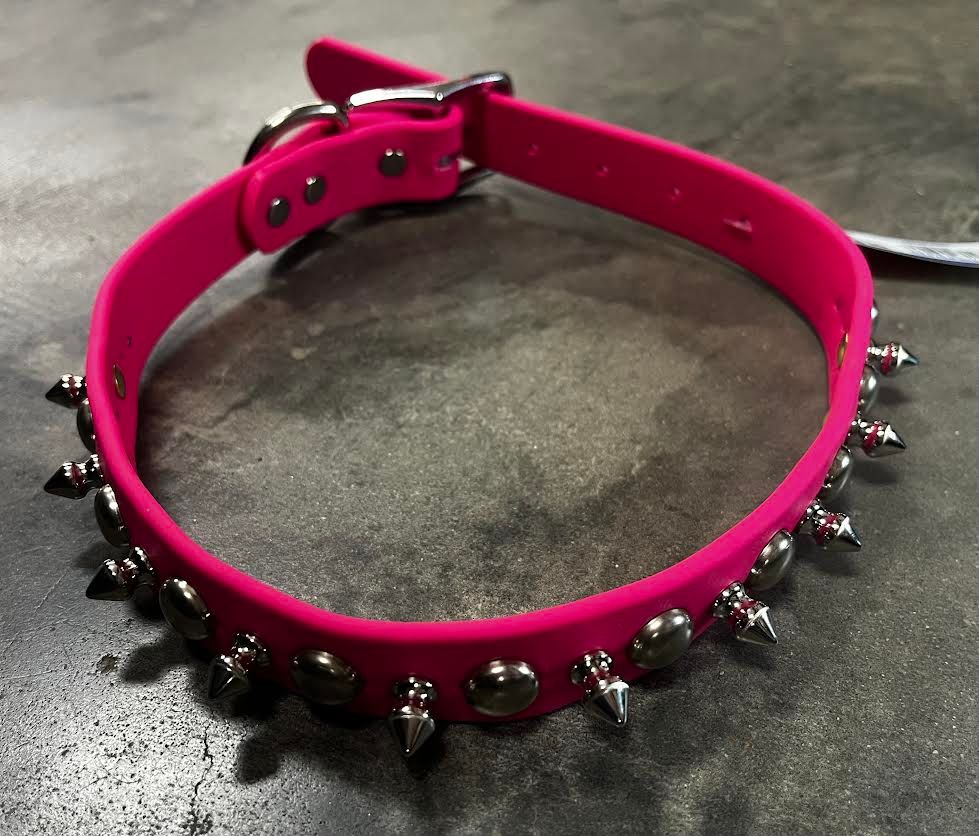  Zeta Spike Dog Collar 1" x 24", Color: Pink