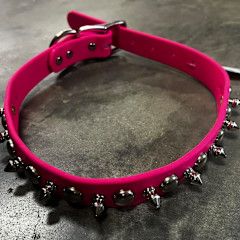  Zeta Spike Dog Collar 3/4" x 18", Color: Pink