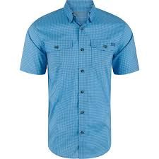 Drake Frat Gingham Check Button-Down SS Blue