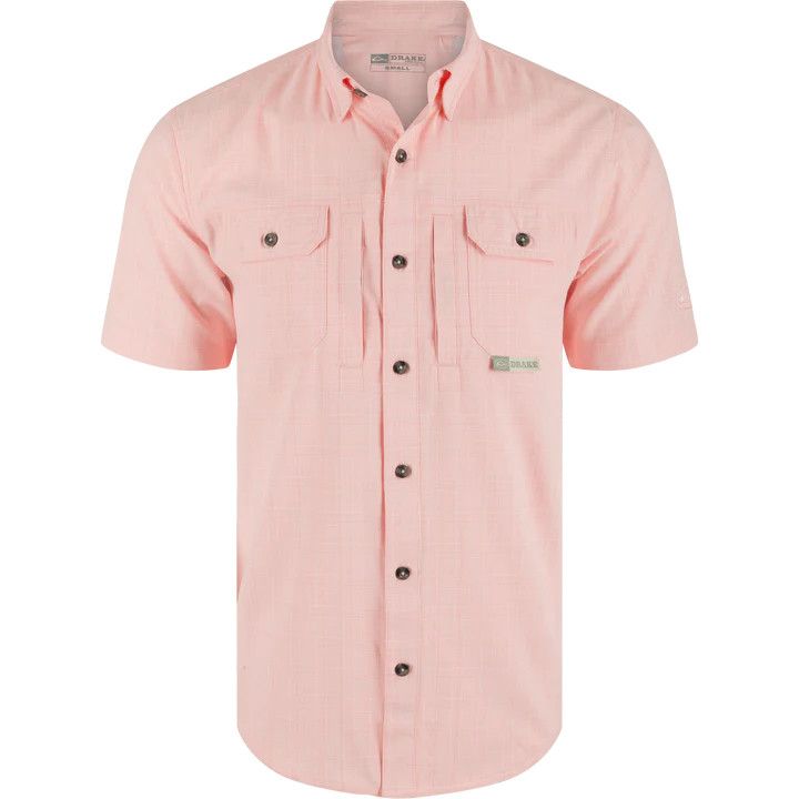 Drake Wingshooter Trey Cross SS Shirt, Color: Pink, Size: Small