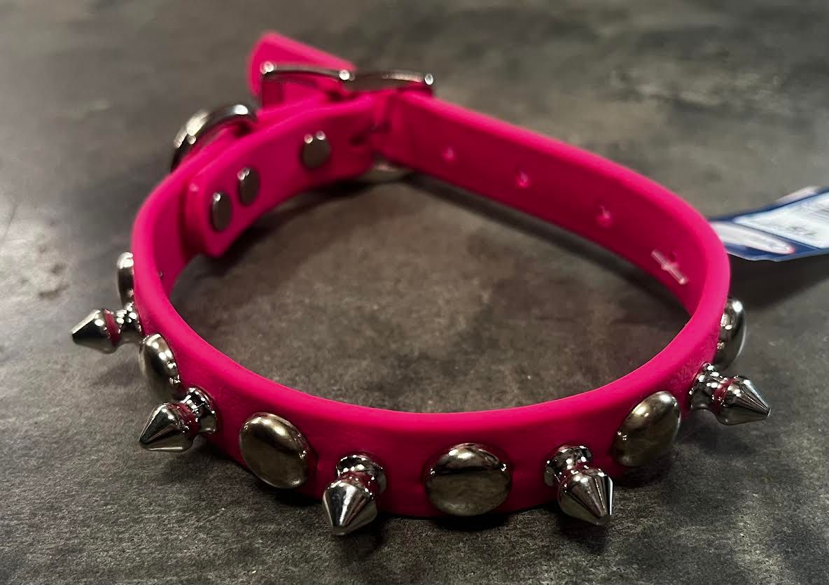  Zeta Spike Dog Collar 3/4" x 16", Color: Pink