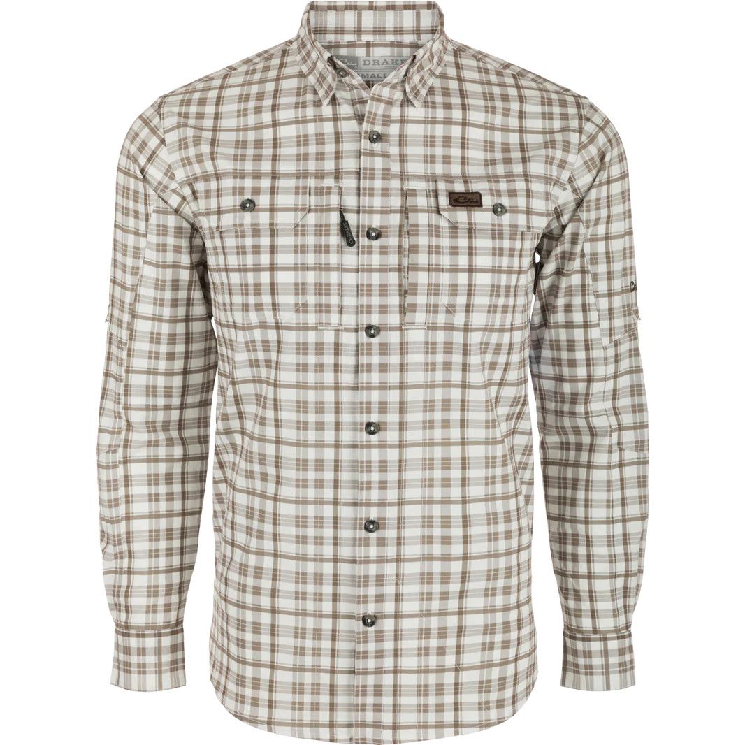 Drake Hunter Creek Plaid LS Chocolate Chip, Size: Medium