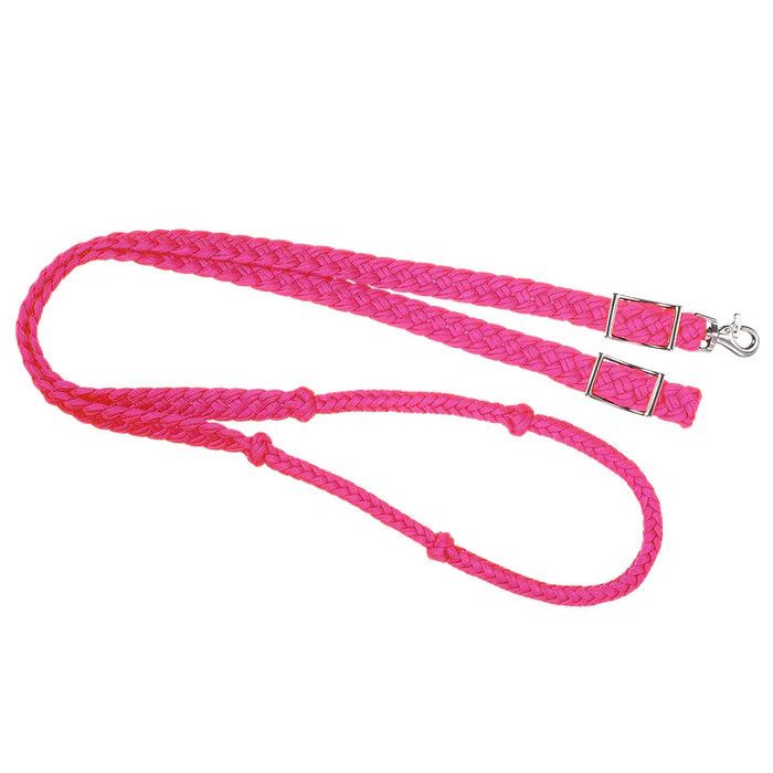 barrel rein 1" braided nylon pink