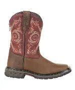 KID 8" Work Brown and Red 3 Youth