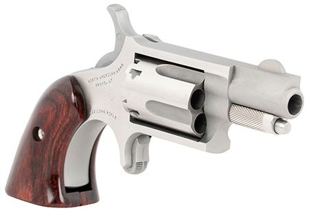 NAA Mini Revolver Sports South Exclusive 2 LR 5 Shot 1.13" Stainless Steel Barrel, Frame &amp; Cylinder, Wood Boot Grip, Exposed Hammer