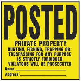 Posted Private Property Yellow Black 11"