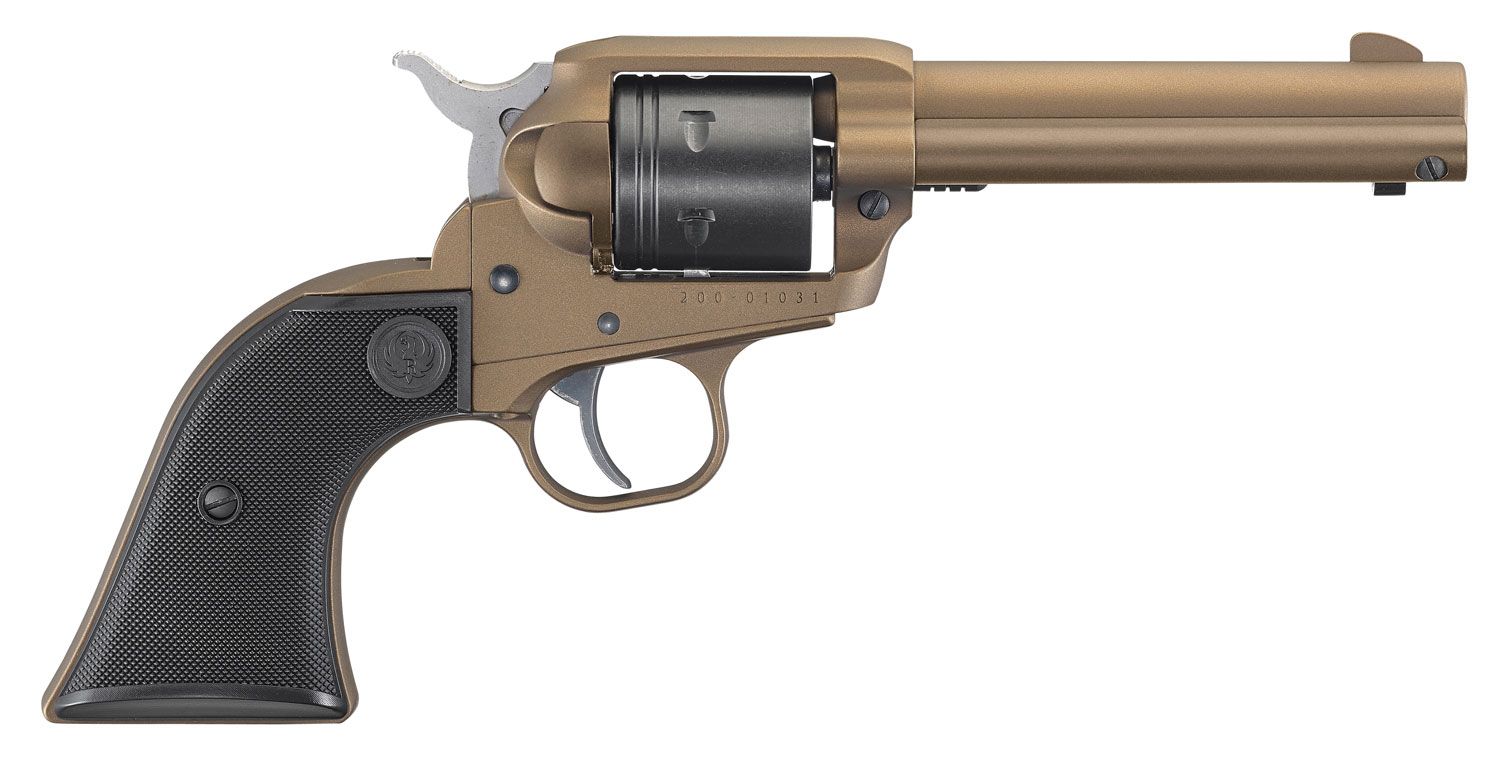 Ruger 2004 Wrangler 22 LR 6 Shot 4.62" Burnt Bronze Cerakote Barrel, Black Cerakote Cylinder, Burnt Bronze Cerakote Frame Black Checkered Polymer Grips
