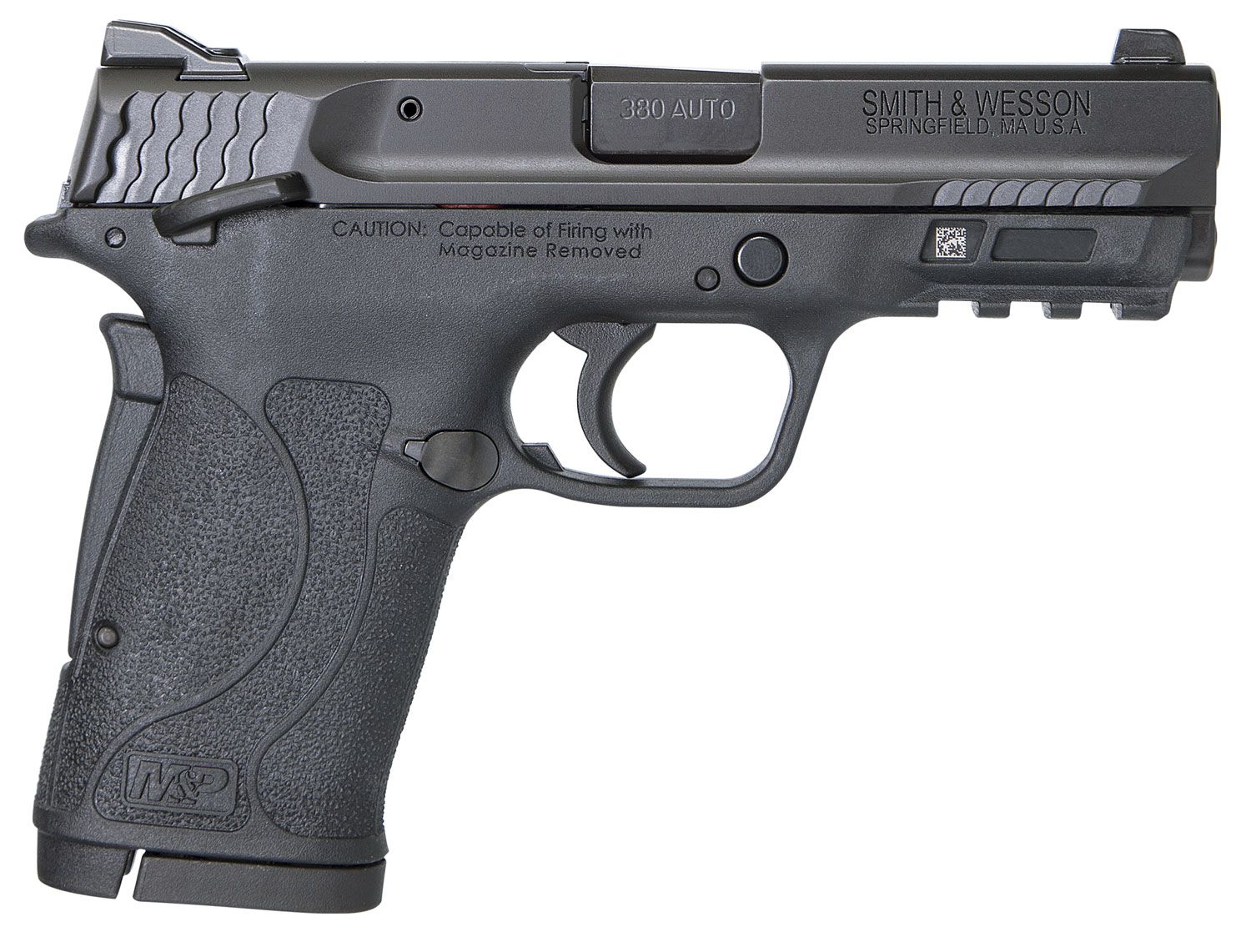 S&amp;W M&amp;P M2.0 Shield EZ Micro-Compact Frame 380 ACP 8+1, 3.67" Black Armornite Steel Barrel &amp; Serrated Slide, Matte Black Polymer Frame w/Picatinny Rail, Thumb/Grip Safety, Ambidextrous