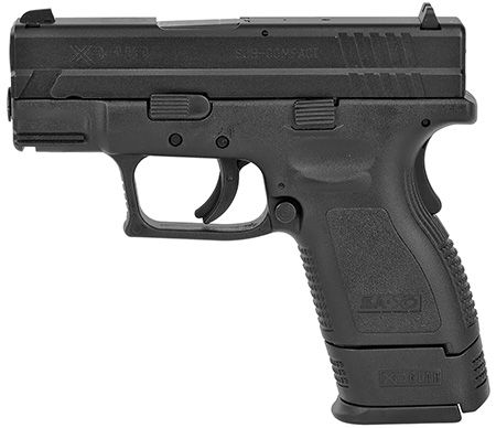 Springfield Armory  XD *CA Compliant Sub-Compact 40 S&amp;W 10+1, 3" Black Melonite Steel Barrel &amp; Serrated Steel Slide, Black Polymer Frame w/Picatinny Rail, Black Polymer Grip