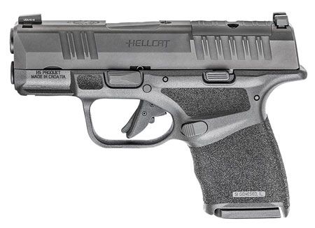 Springfield Armory Hellcat OSP Micro Compact 9mm Luger 13+1 3" Black Melonite Steel Barrel &amp; Optic Ready/Serrated Slide, Black Polymer Frame w/Picatinny Rail, Adaptive Texture Grip