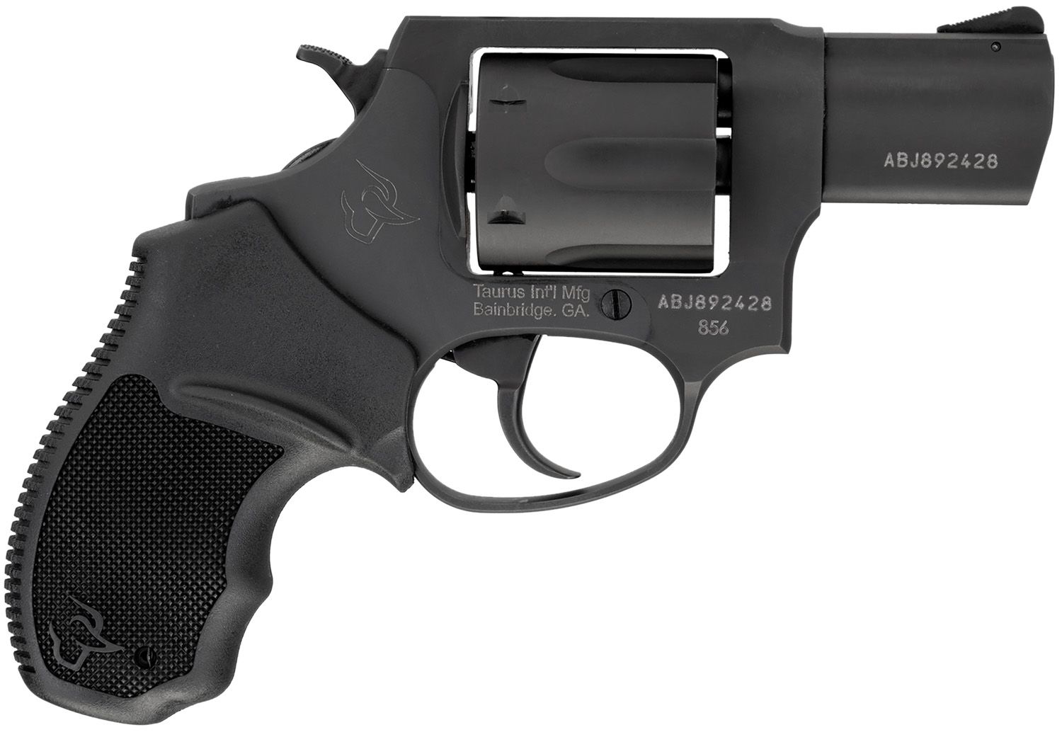 Taurus 856 *CA Compliant Small 38 Special +P 6 Shot 2" Matte Black Carbon Steel Barrel, Cylinder &amp; Frame, Black Finger Grooved Rubber Grip, Transfer Bar Safety, Exposed Hammer