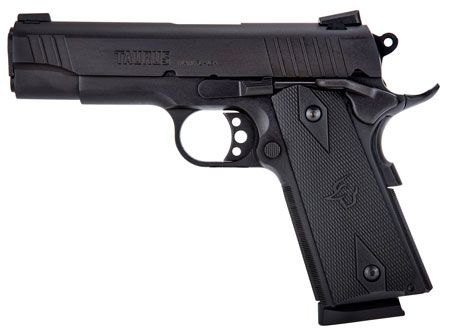 Taurus 1911 Commander 45 ACP Caliber with 4.20" Barrel, 8+1 Capacity, Overall Matte Black Finish Steel, Beavertail Frame, Serrated Slide &amp; Checkered Polymer Grip Includes Magazine