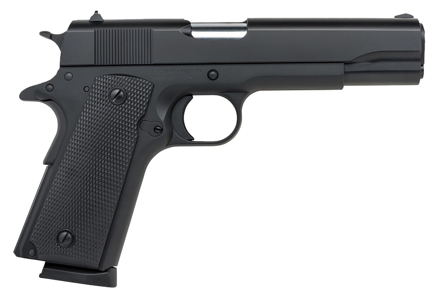 Tisas 1911 A1 Service 45 ACP 7+1, 5" Black Steel Barrel, Black Cerakote Serrated Steel Slide, Black Cerakote Steel Frame w/Beavertail, Ambidextrous