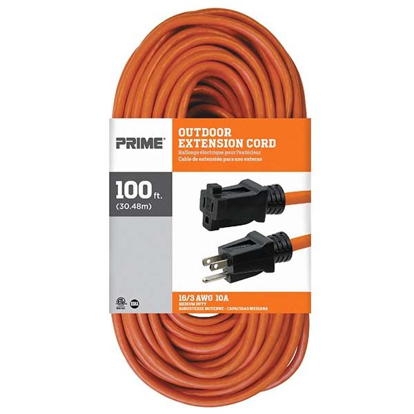 Orange Outdoor Extension Cord 100' 16/3