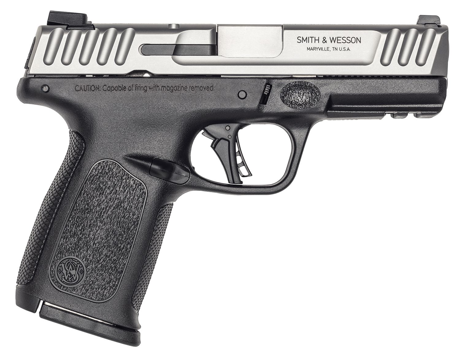 S&amp;W SD40 2.0 Compact Frame 40 S&amp;W 14+1 4" Stainless Steel Barrel, Satin Serrated Stainless Steel Slide, Black Polymer Frame w/Picatinny Rail, Textured Grip