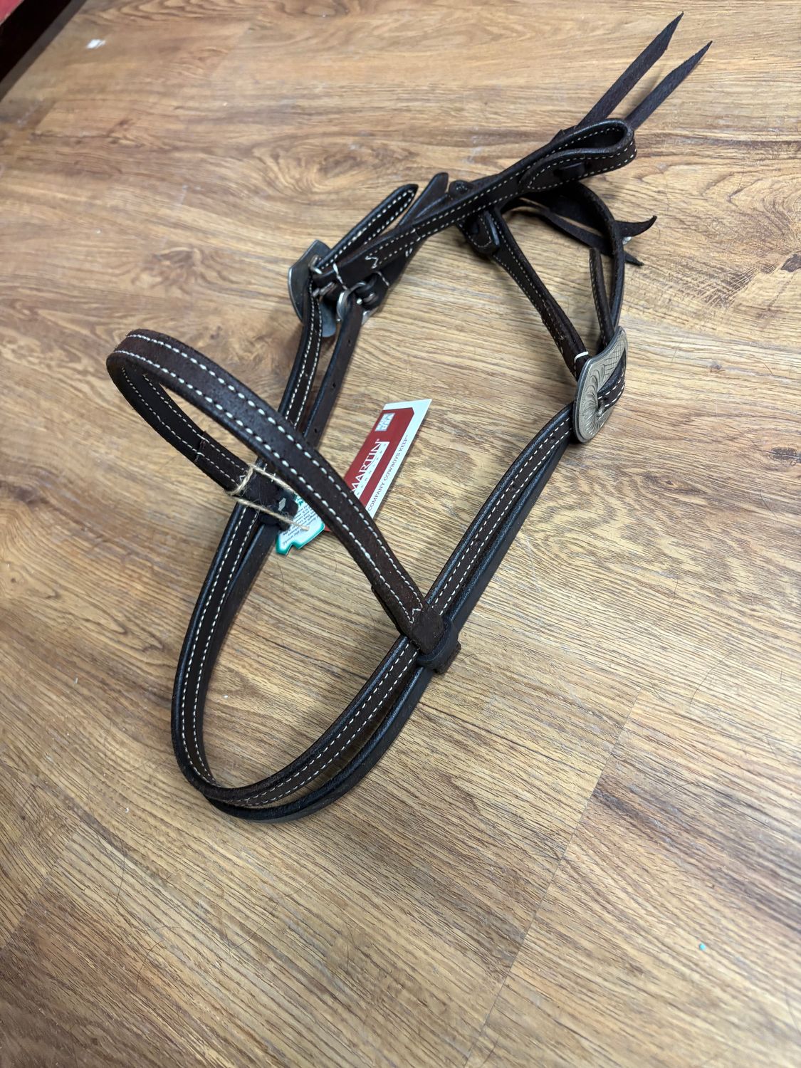 Laramie Buckle Chocolate Roughout Leather Browband Headstall