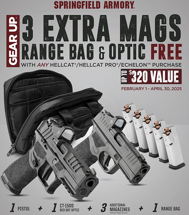 Springfield Armory  Hellcat Pro OSP Gear Up 25 Pkg 9mm Luger 17+1 3.70" Black Melonite Steel Barrel &amp; Optic Ready/Serrated Steel Slide, Black Polymer Frame w/Picatinny Rail, Crimson Trace CTS-1500 Red