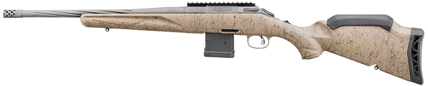 Ruger 46919 American II Ranch 5.56 NATO 10+1 16.10" Cobalt Cerakote Spiral Fluted Threaded Barrel &amp; Alloy Steel Receiver w/Picatinny Rail, Flat Dark Earth Splatter Adj LOP Synthetic Stock