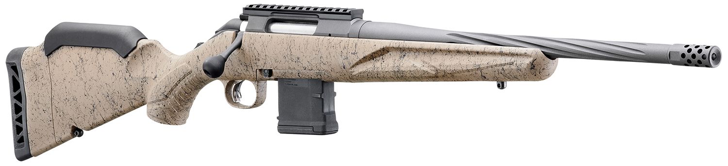 Ruger 46919 American II Ranch 5.56 NATO 10+1 16.10" Cobalt Cerakote Spiral Fluted Threaded Barrel &amp; Alloy Steel Receiver w/Picatinny Rail, Flat Dark Earth Splatter Adj LOP Synthetic Stock