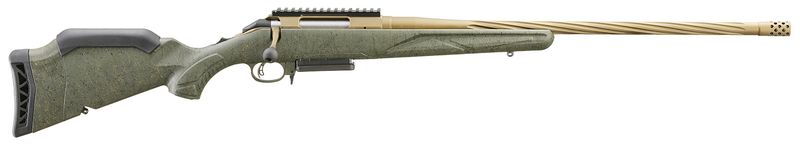 Ruger American II Predator Full Size 7mm PRC 3+1 22" Burnt Bronze Cerakote Spiral Fluted Threaded Barrel &amp; Alloy Steel Receiver w/Picatinny Rail, Green Splatter Adj LOP Synthetic Stock