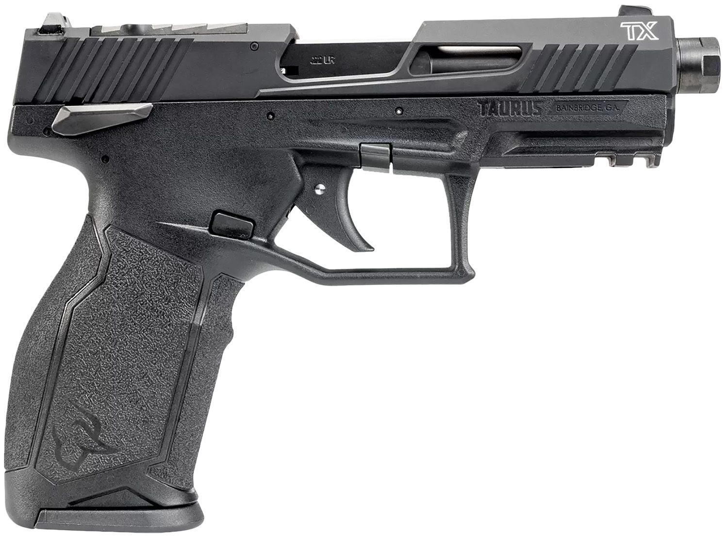 Taurus  TX22 T.O.R.O Gen 2 Full Size Frame 22 LR 16+1/22+1 4.60" Matte Black Threaded Barrel, Black Hard Coat Anodized Optic Ready/Serrated Slide, Black Polymer Frame w/Picatinny Rail, Right Hand