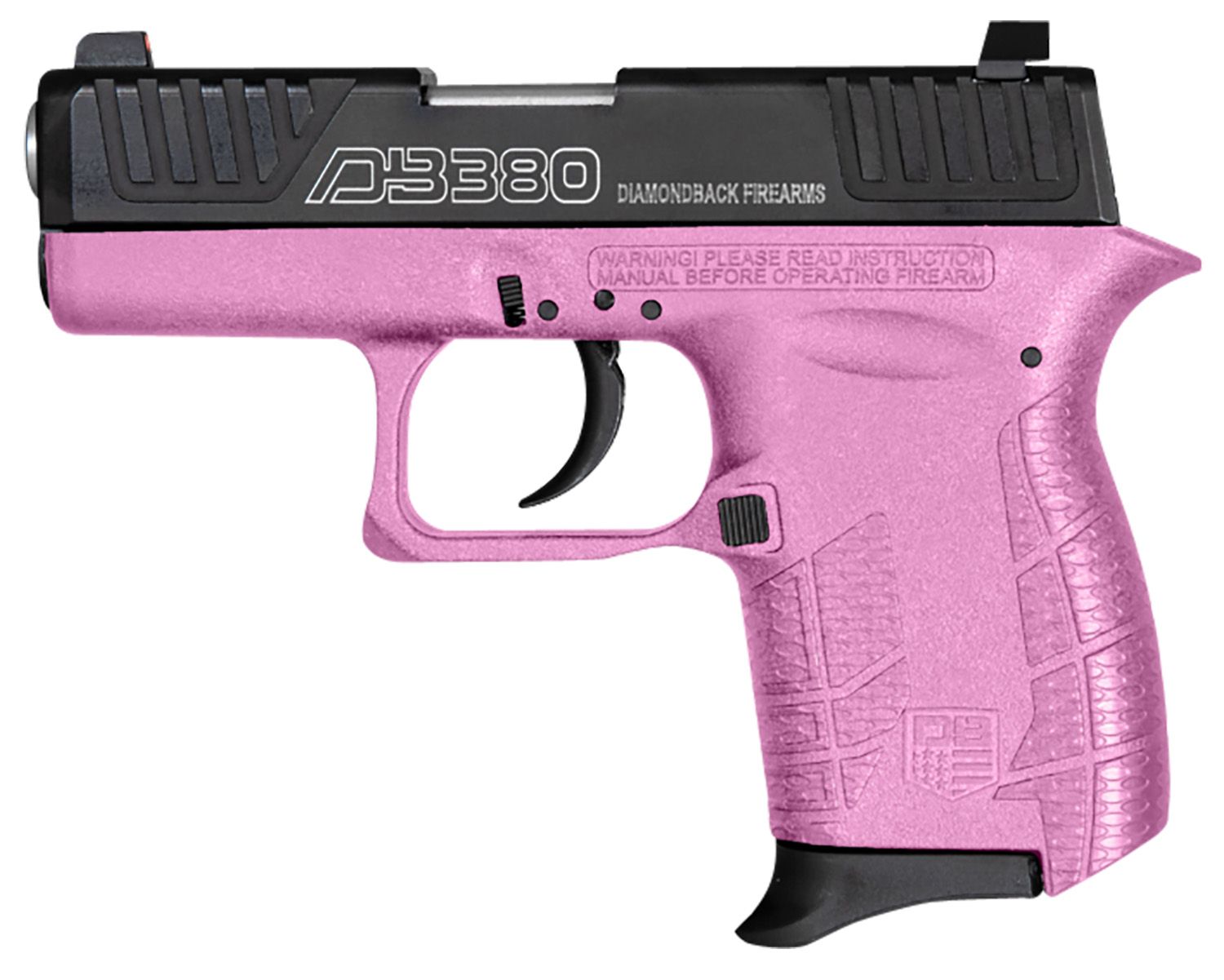 Diamondback DB380 Gen4 Micro-Compact Frame 380 ACP 6+1, 2.80" Stainless Steel Barrel, Nickel Boron Serrated Stainless Steel Slide, Pink Polymer Frame w/Beavertail &amp; Grip