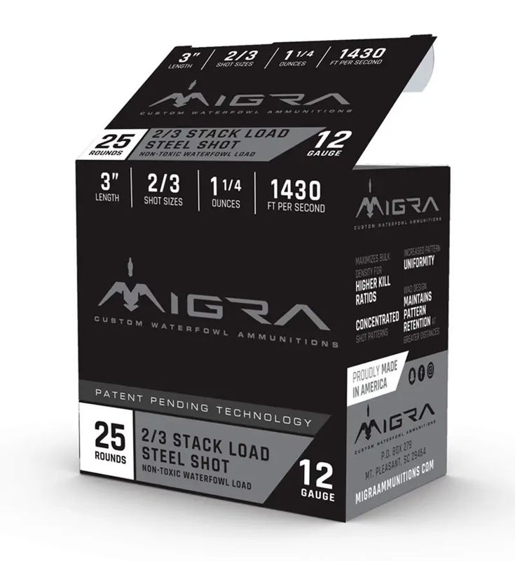 MIGRA WATERFOWL STEEL SHOTSHEL 12GA 3in 2-3 1.25oz \