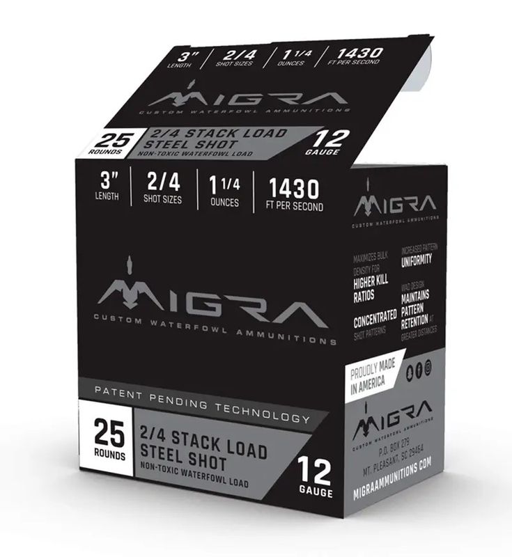 MIGRA WATERFOWL STEEL SHOTSHEL 12GA 3in 2-4 1.25oz