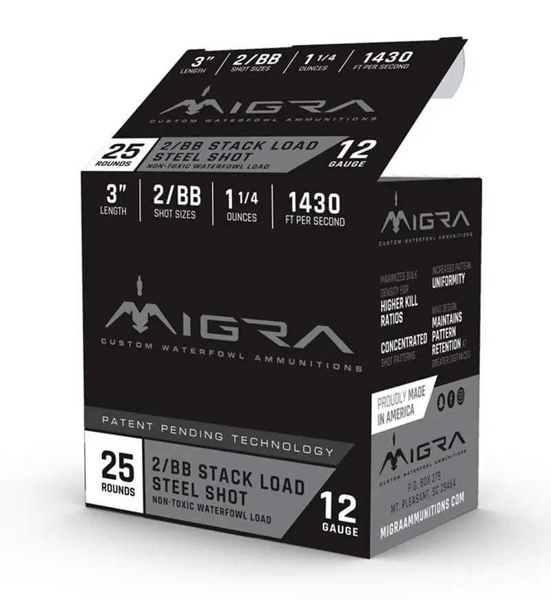 MIGRA WATERFOWL STEEL SHOTSHEL 12GA 3in 2-BB 1.25oz