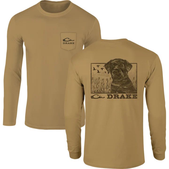 Drake Chocolate Lab LS Tshirt Olive