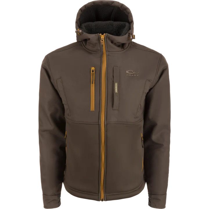 Drake MST Hole Shot Hooded Windproof Eqwader Full Zip Jacket Green Timber
