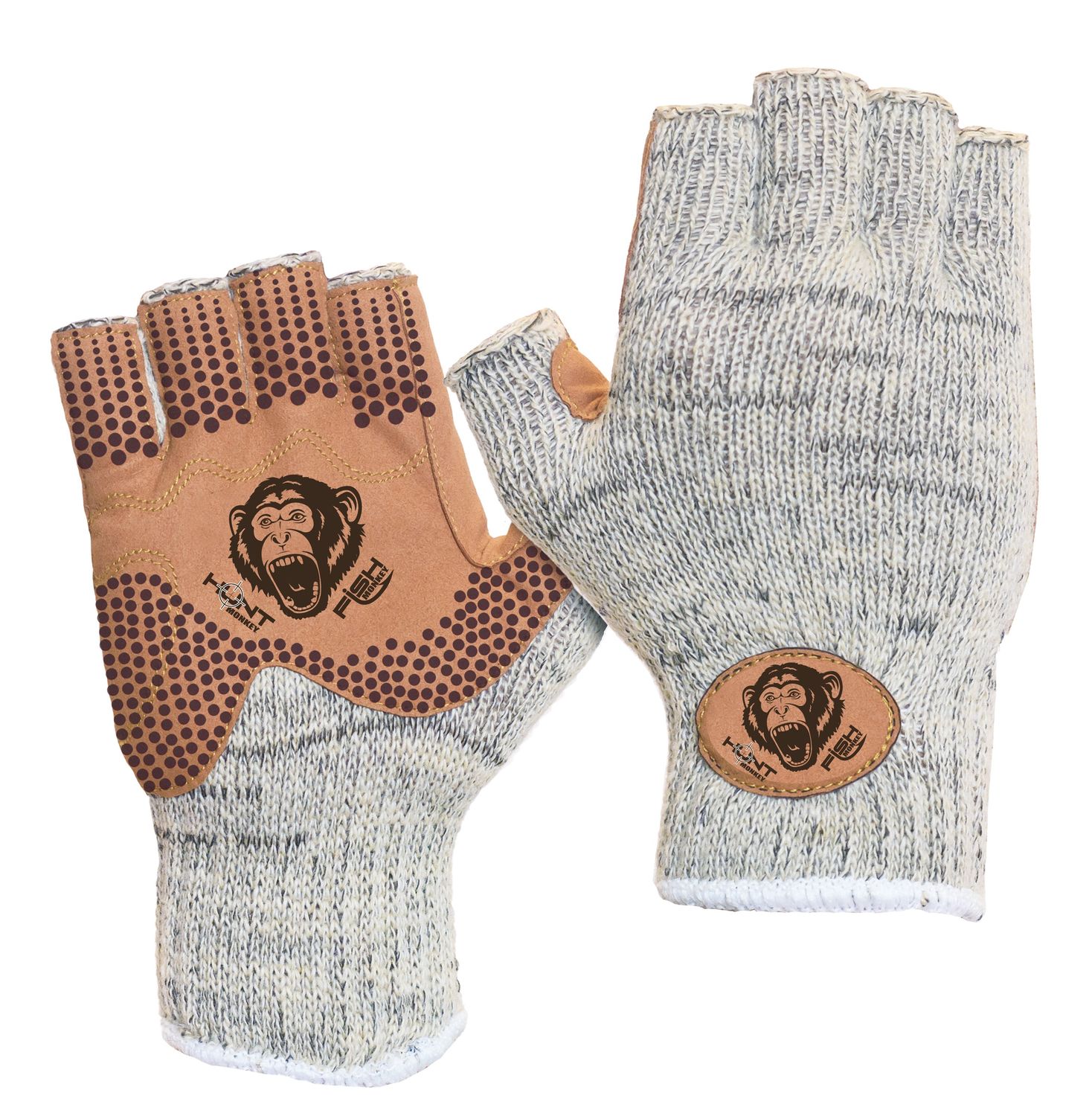 Wooly Precision Grip Half Finger Glove Tan L/XL
