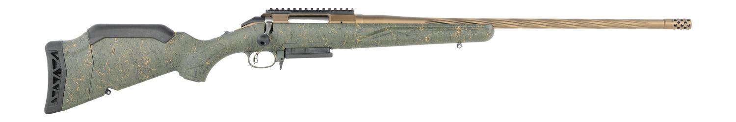 Ruger American II Predator 22 Creedmoor 3+1 22" Burnt Bronze Cerakote Spiral Fluted Threaded Barrel &amp; Alloy Steel Receiver w/Picatinny Rail, Green Splatter Adj LOP Synthetic Stock