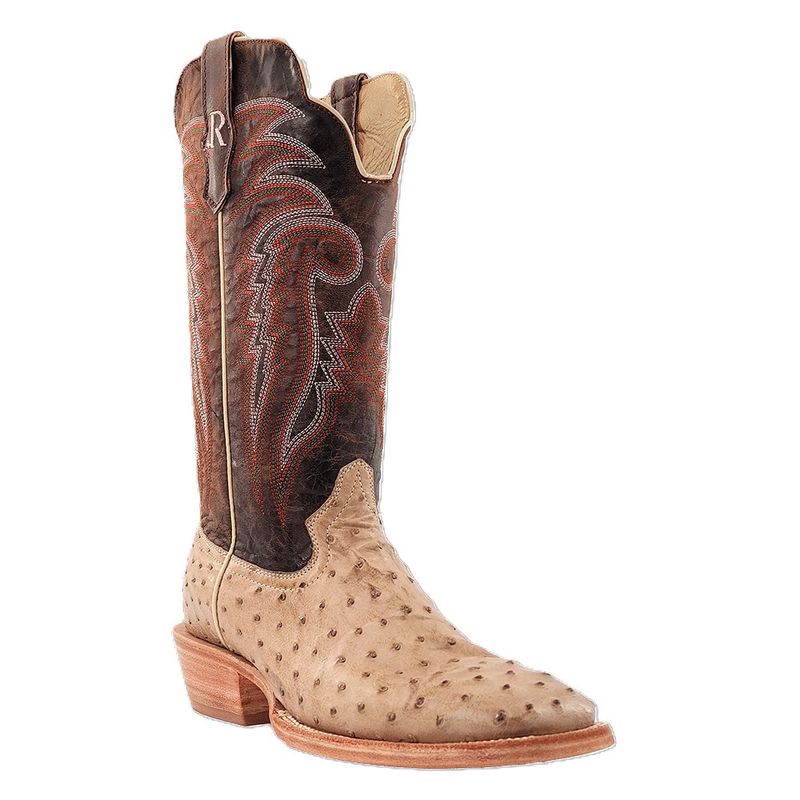R. Watson Sand Bruciato Full Quill Ostrich Wide Square 13″ - RW4515
